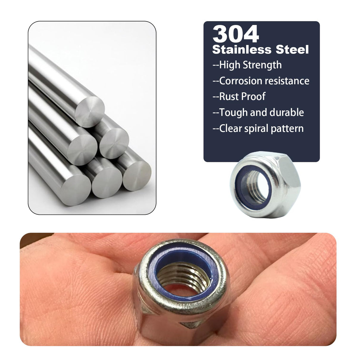 400 Pcs SAE & Metric Lock Nuts Kit, M3-M12 & #6-1/2 Hardware Nuts