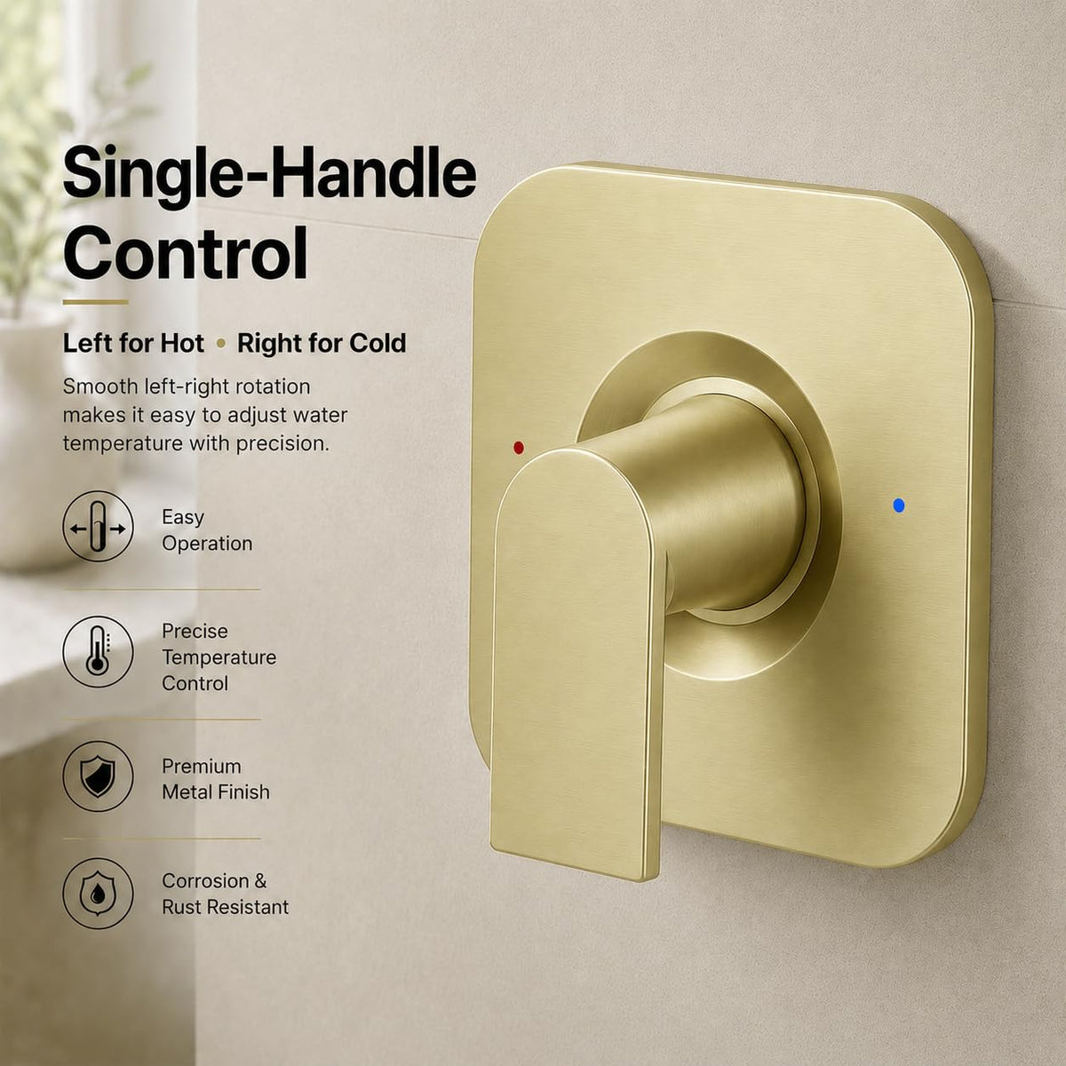 Compatible with Moen Posi-Temp Valve Shower Trim Kit,Replacement for 2510, 2520, 2570, 2590 Valve Shower Faucet Set,Brushed Gold (Valve and Cartridge Not Included)