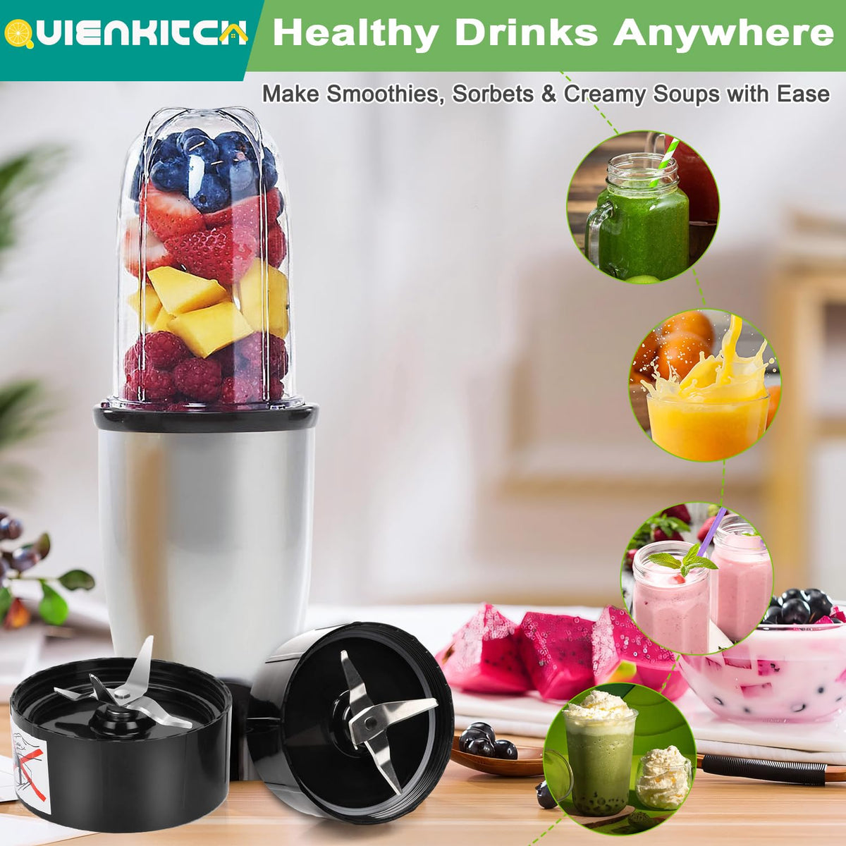 QUIENKITCH Blender Blades, 2 Pack Replacement Parts for Magic Bullet 250W