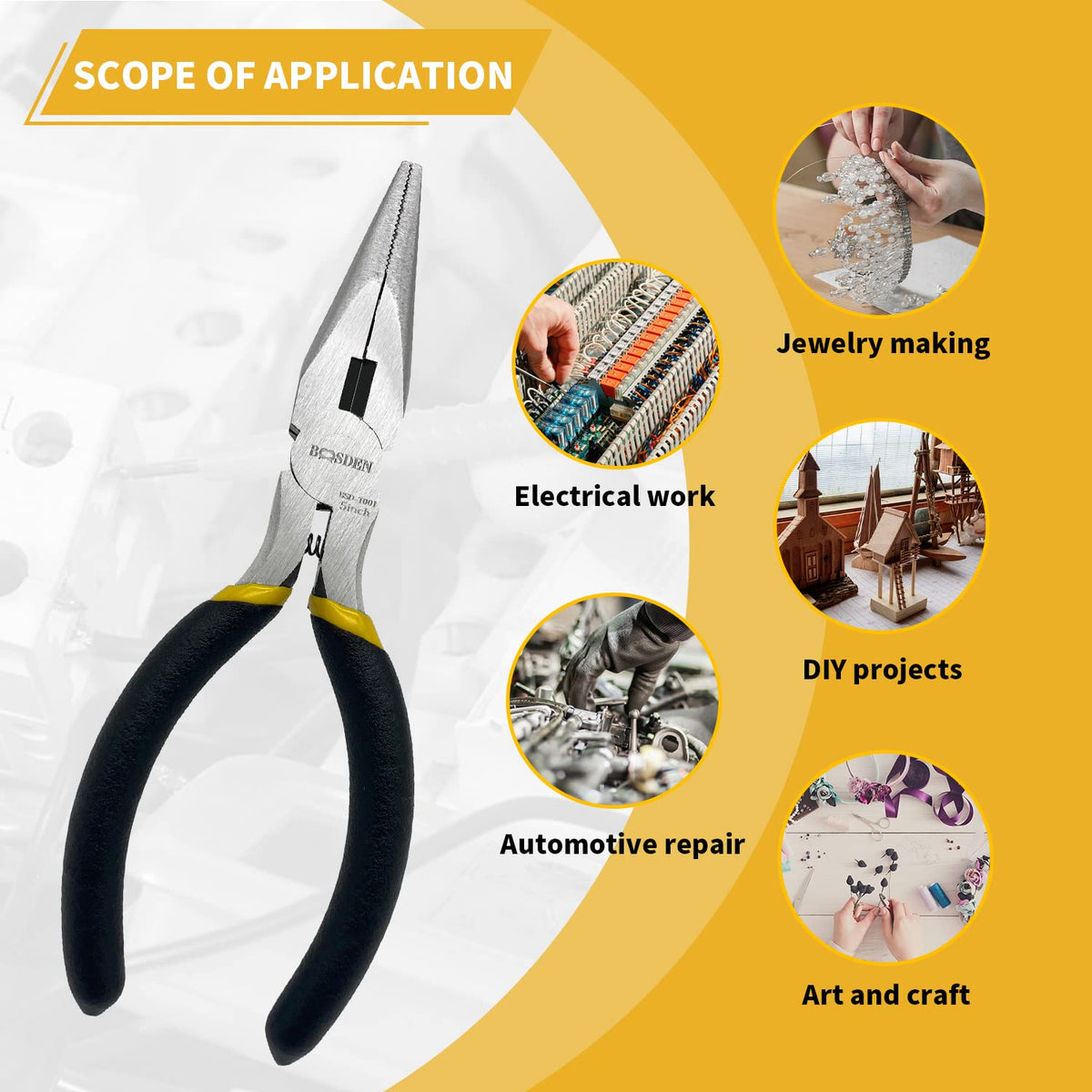 BOOSDEN 5'' Small Needle Nose Pliers 10 Pack, Mini Needle Nose Pliers, Micro Needle Nose Pliers