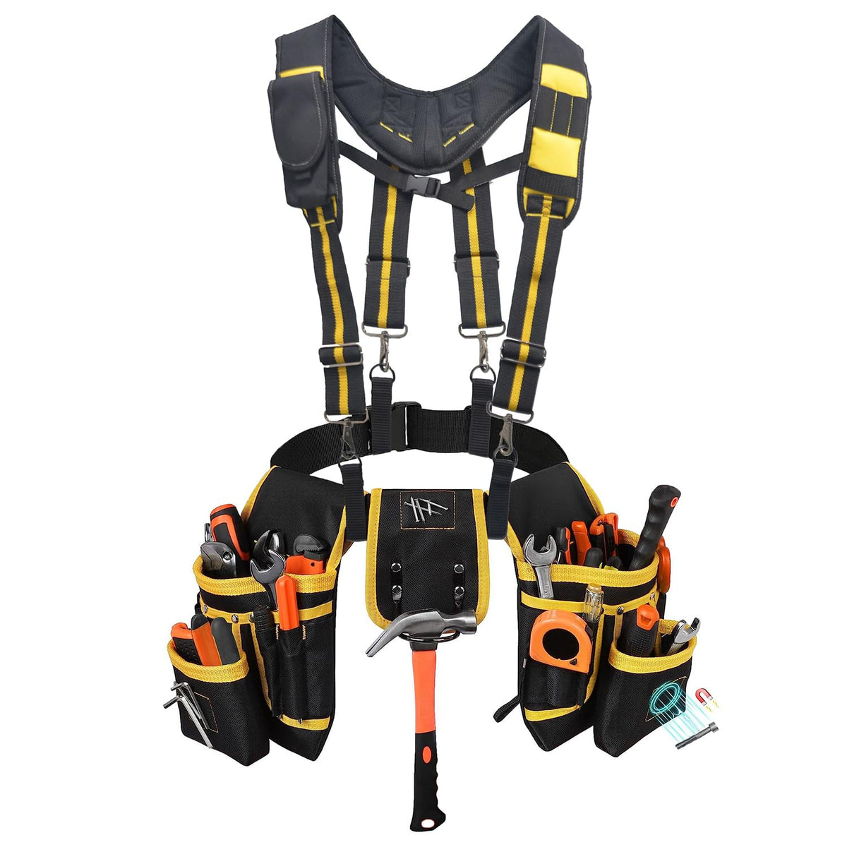 Tool Belt with Suspenders, 27-Pockets Heavy Duty Tool Belts for Men