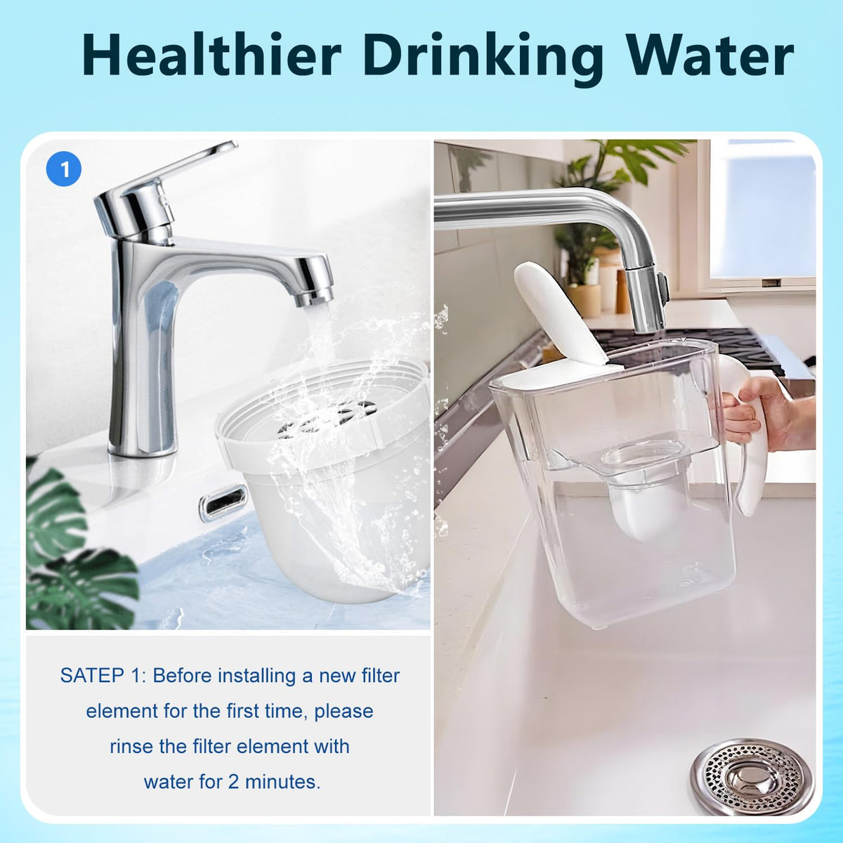 2-Pack Replacement Filter Compatible with Clearly Filtered Water Pitcher