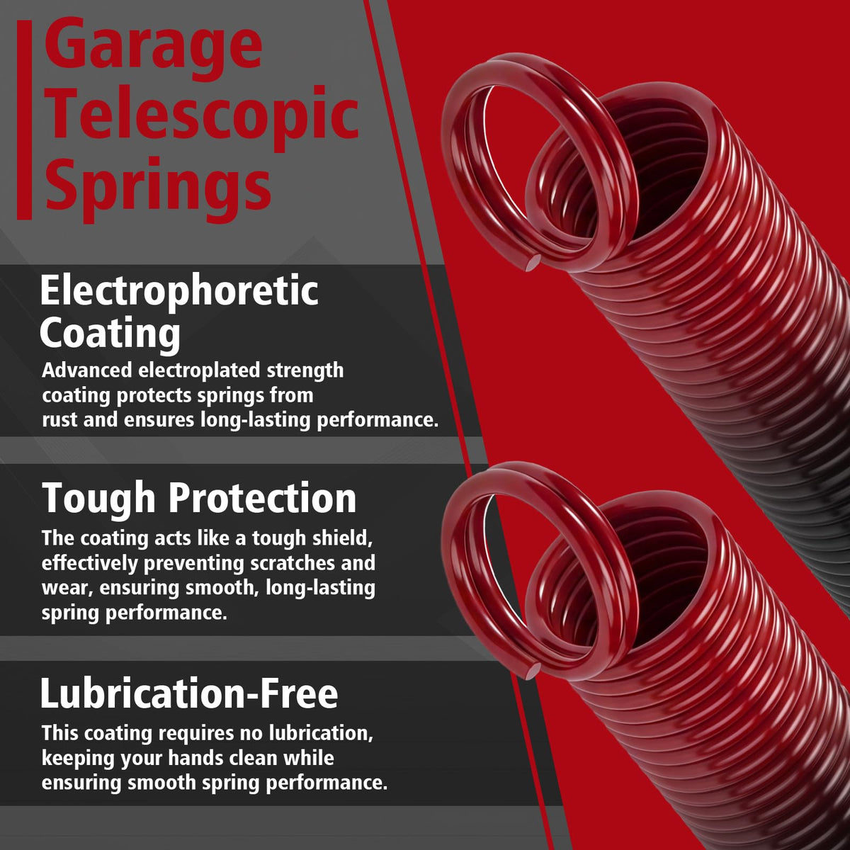 MorningRo Heavy-duty Garage Door Extension Springs Kit 150 lb Red