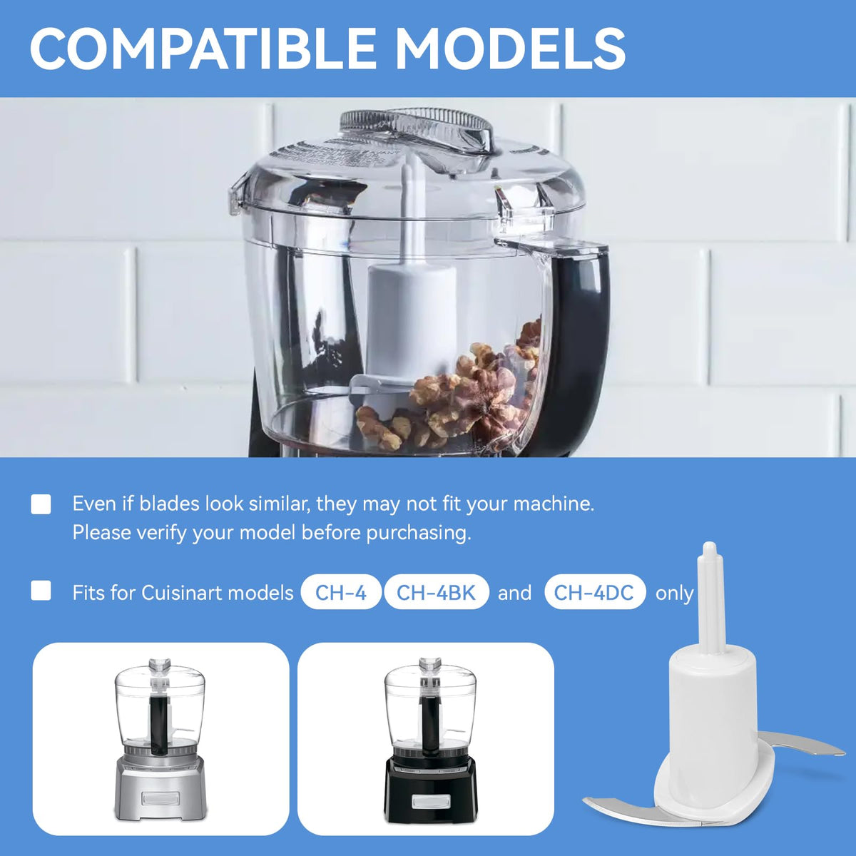CH-4CB Chopping Blade Replacement for Cuisinart 4 Cup Mini Food Processor