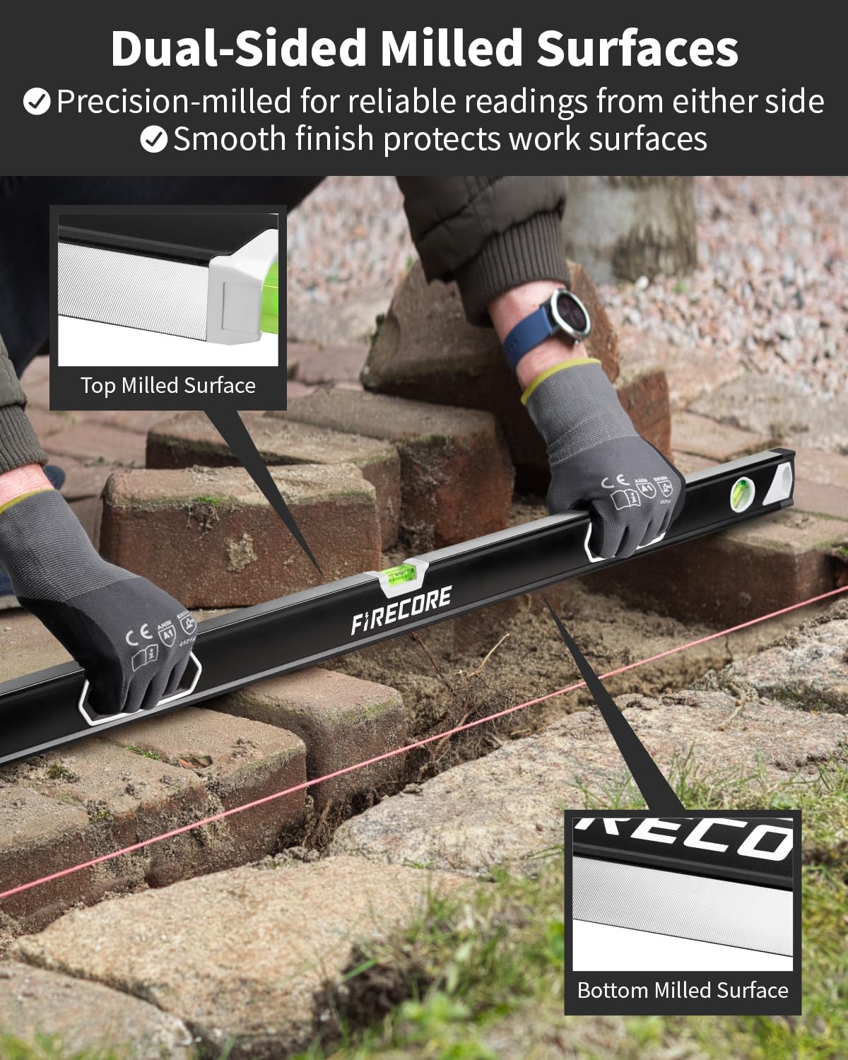 Firecore 4-Piece Shockproof Spirit Level Set with Enhanced Magnetic Hold