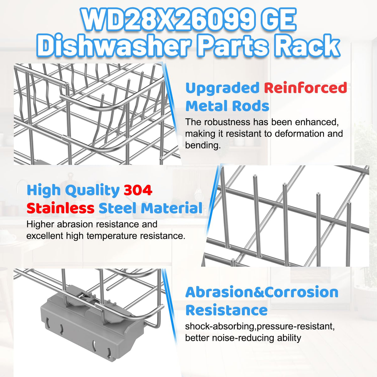 WD28X26099 Lower Rack for GE Dishwasher Rack Replacement,Stainless Steel