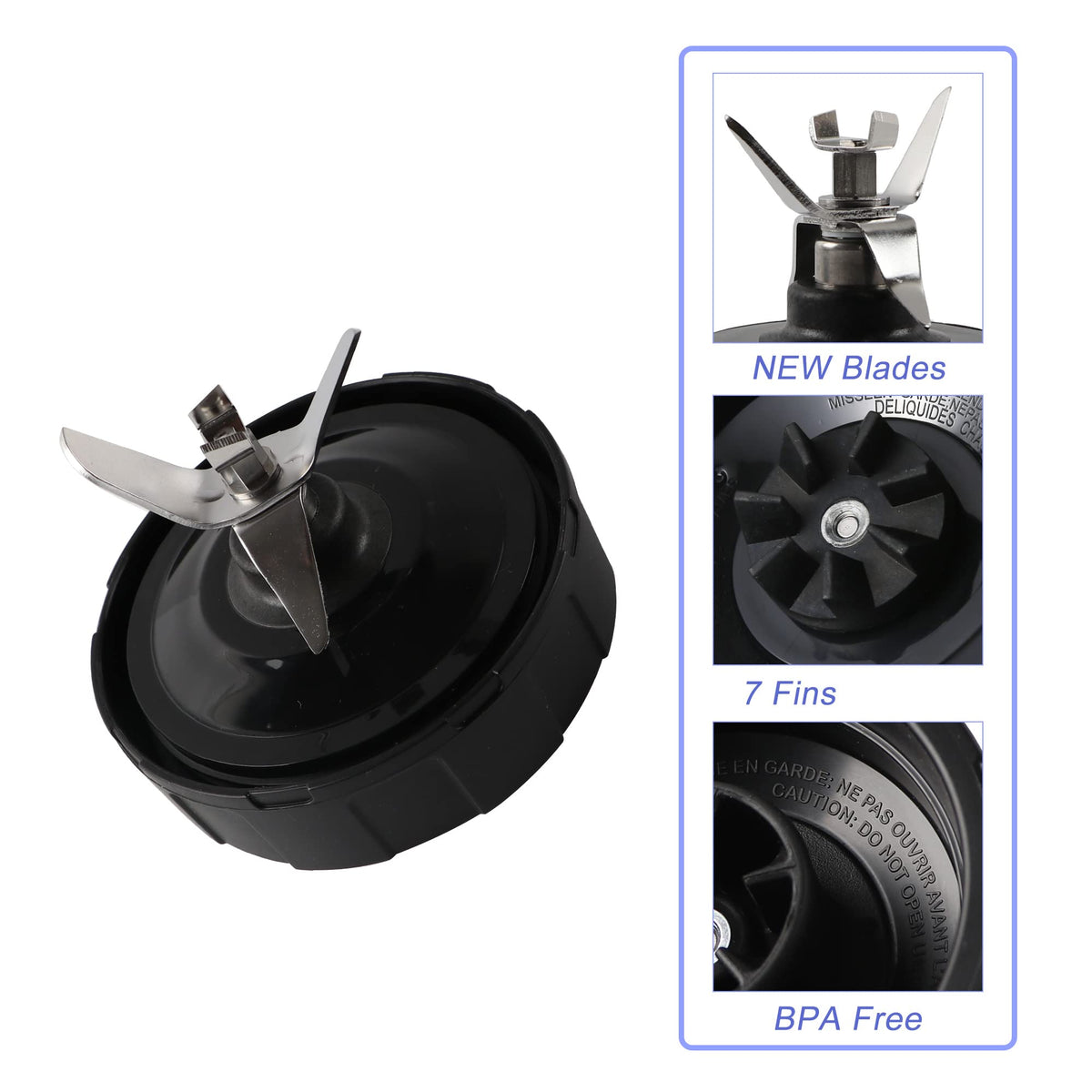 1-Pack Extractor Blade Assembly 7 Fins, Replacement Blender Blade Compatible with Ninja Blenders Auto iQ BL480 BL482 BL642 BL682 NN102