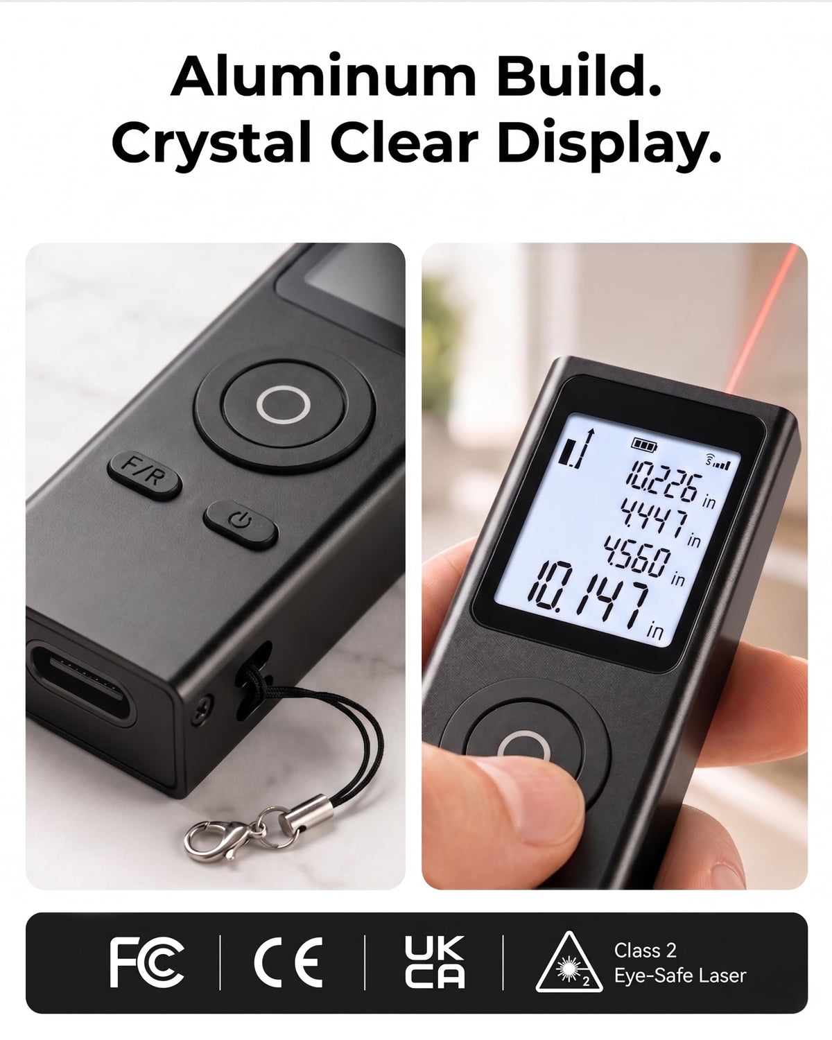 Cooper Ray Mini Laser Measuring Tool, Pocket Size Laser Tape Measure