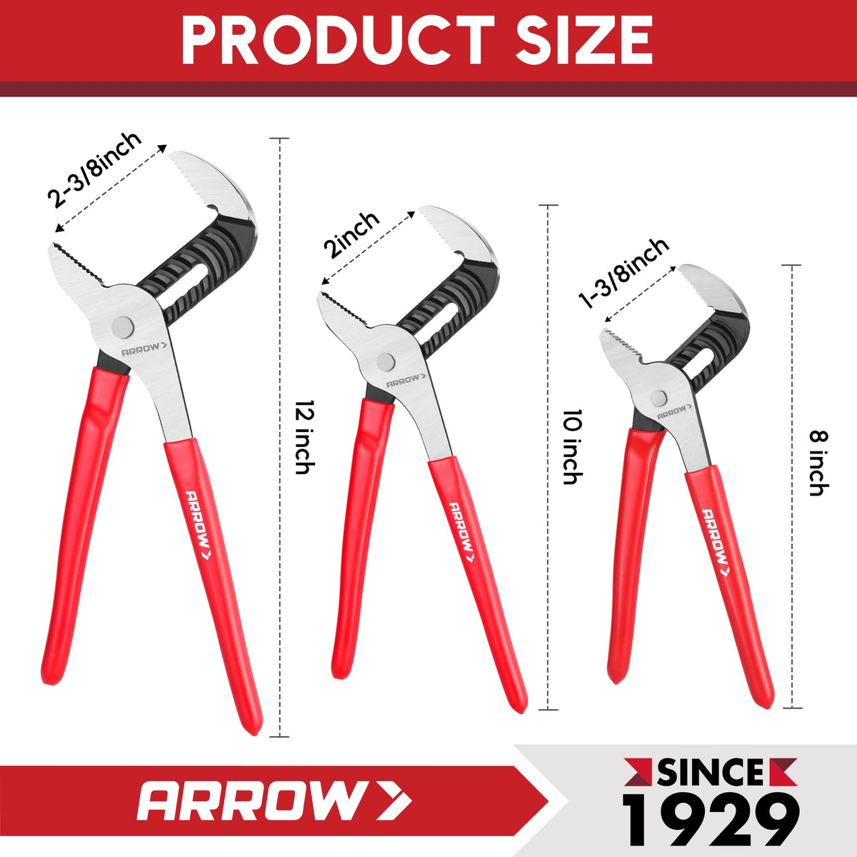 ARROW 2-Piece Groove Joint Pliers Set for Plumbing Repair, Home Maintenance
