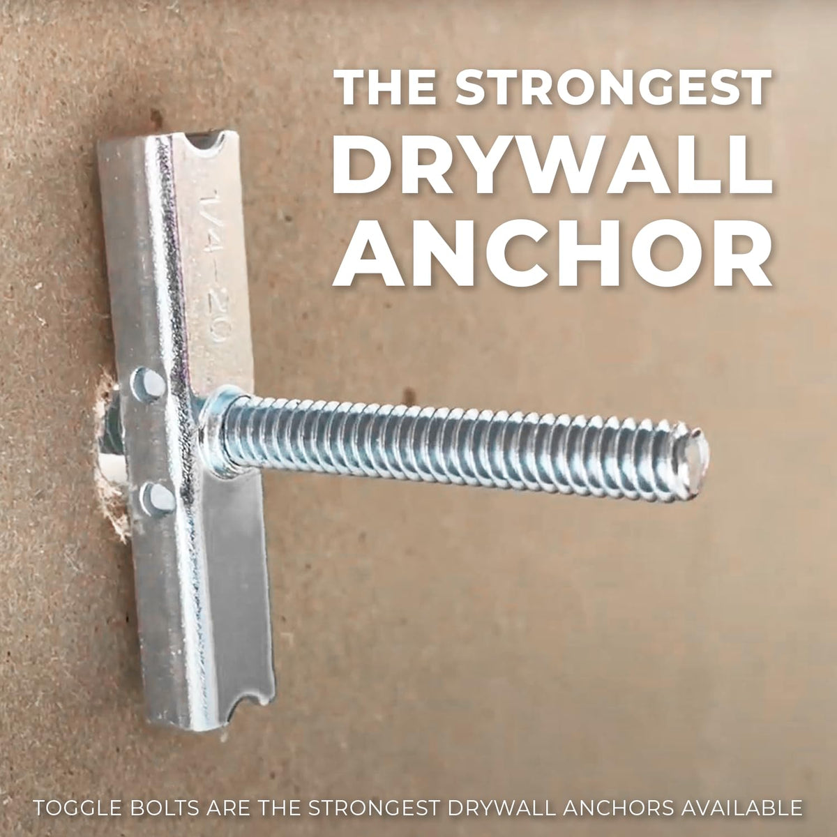 TITAN ANCHORS 100-Pack 1/4"-20 Heavy Duty Quick Toggle Anchors with Bolts Set, for Drywall, Metal Studs, and Concrete Block, Holds 260+ Lbs., 100 Toggles + 100 Bolts