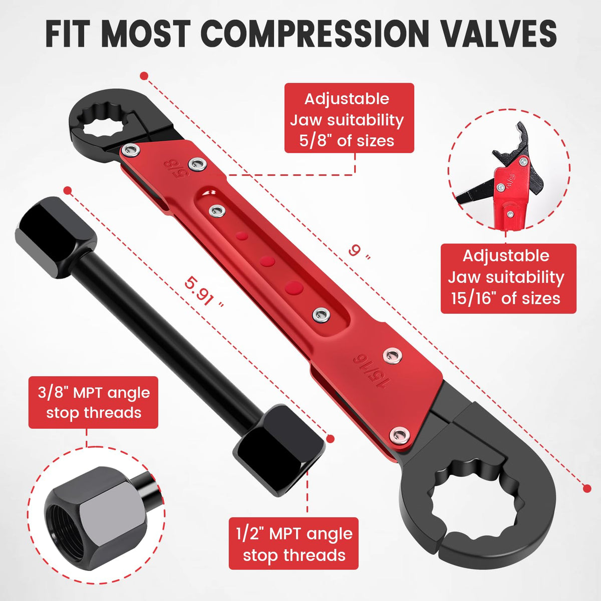 Vorhixa Plumbing Tools with Angle Stop Wrench & Compression Sleeve Puller