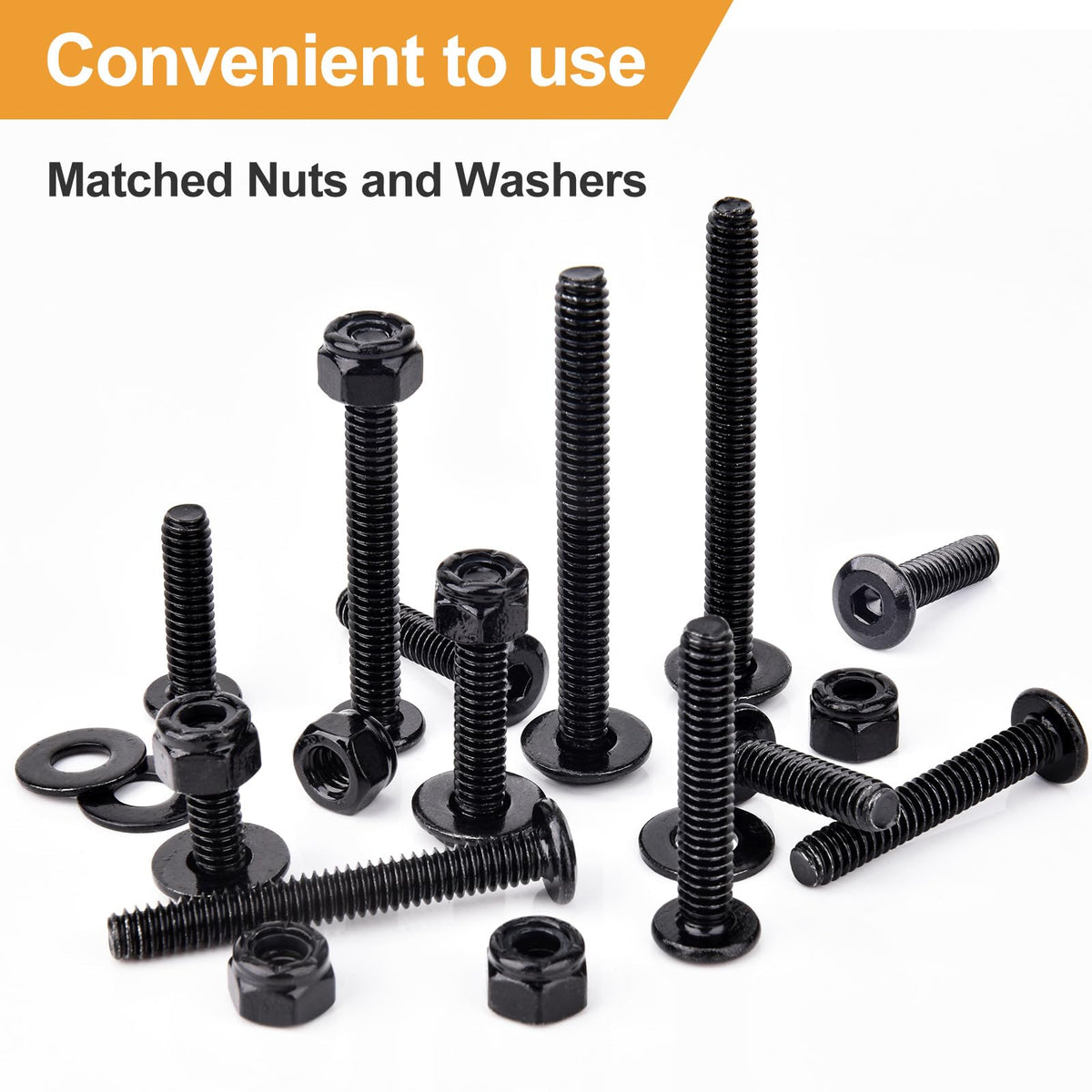 VIGRUE 175PCS 1/4-20 Flat Socket Head Screw Assortment Furniture Bolts Countersunk Screws Lock Nuts Kit, Stainless Steel 18-8 (304), Black Oxide, Length 3/4" to 3"