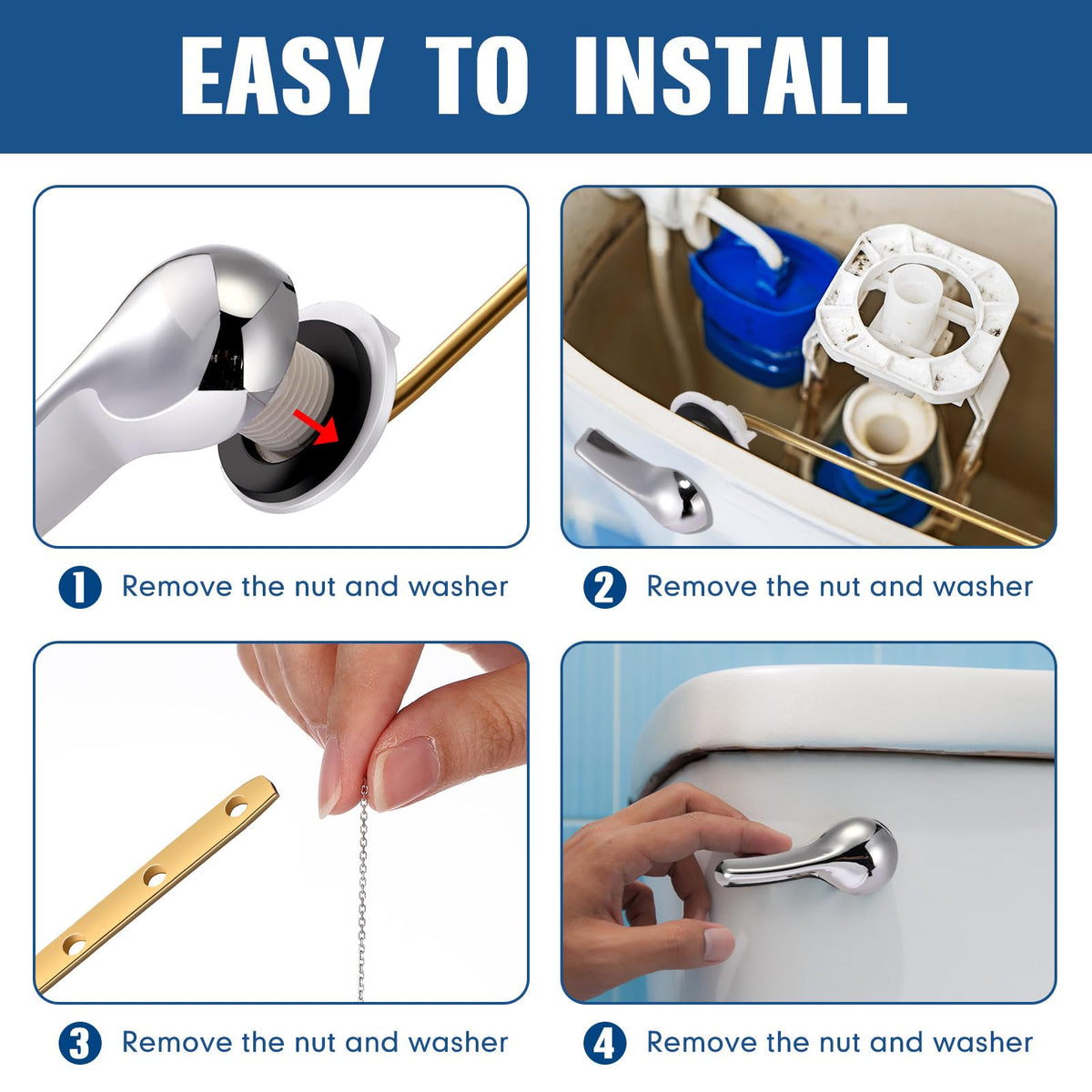 Lasnten 12 Pieces Front Mount Universal Toilet Flush Handle Replacement Kit