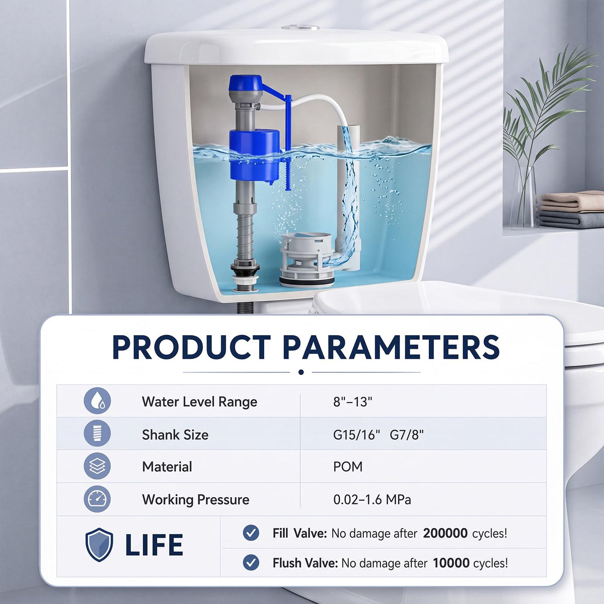 Lasnten 16 Pcs Toilet Fill Valve Toilet Replacement Kit