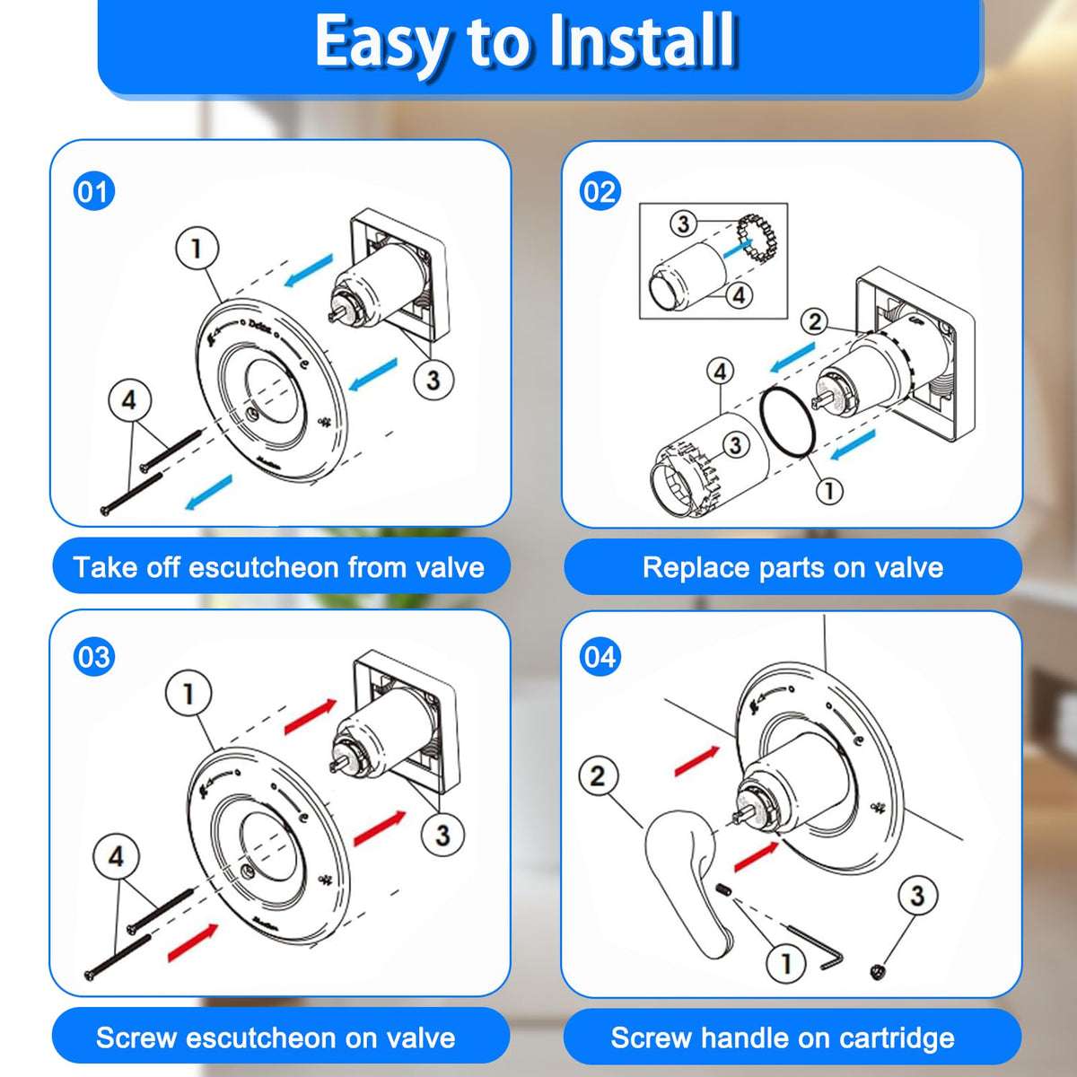 Replacement for Delta 13/14 Series Shower Trim Kit, Shower Cover Plate with Handle (Valve& Catridge Not Inclued) (1