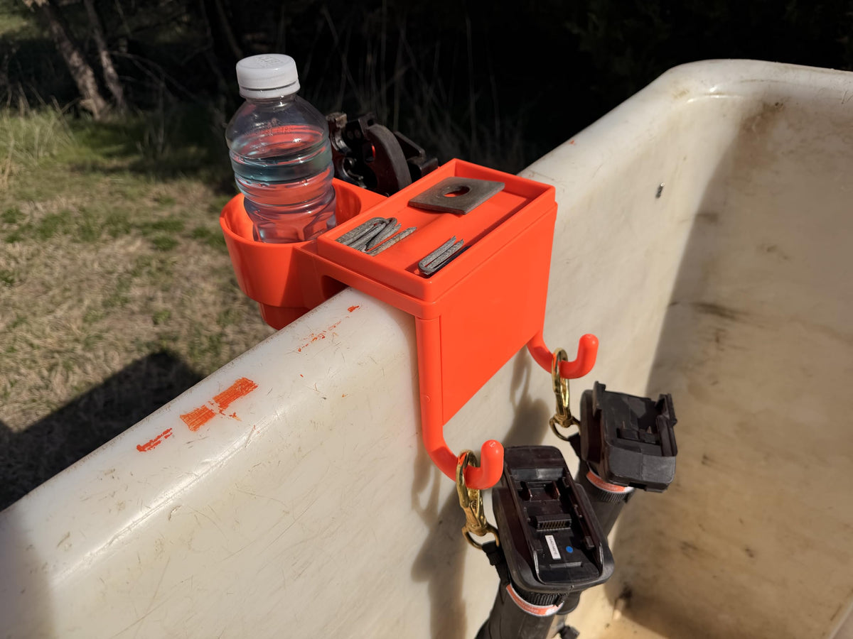 LINE WORK BUCKET PRODUCTS The 4N1 Bucket Truck Tool Organizer with Magnet, Bucket Hooks, Cup Holder and Storage