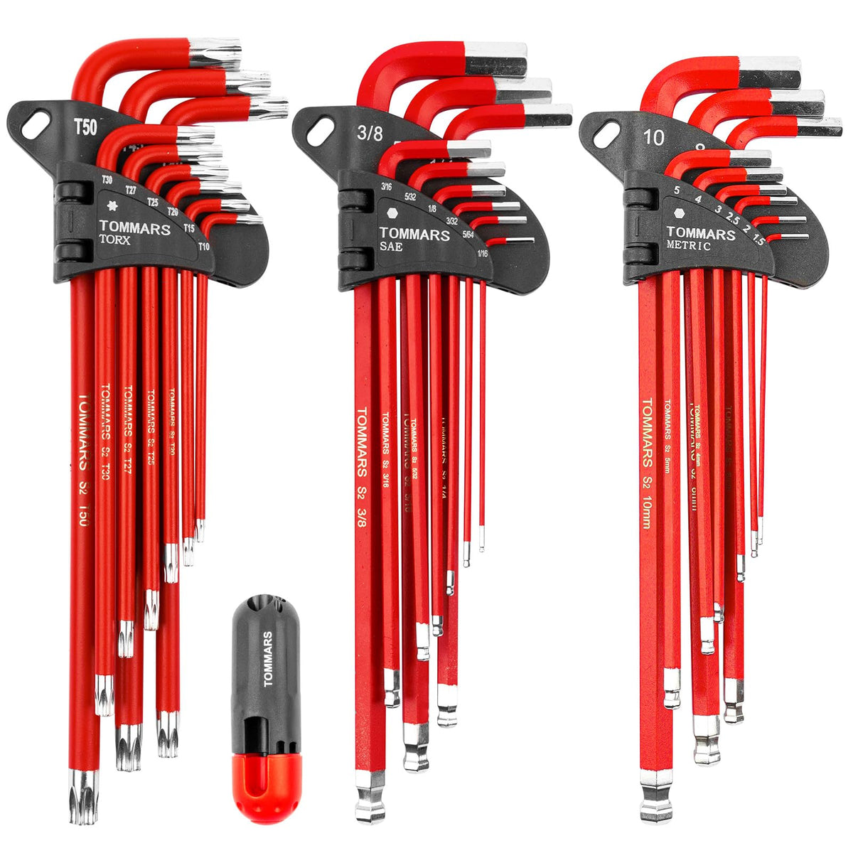 TOMMARS Allen Wrench Sets, SAE, Metric & Torx, Magnetic Ball End T-Handle