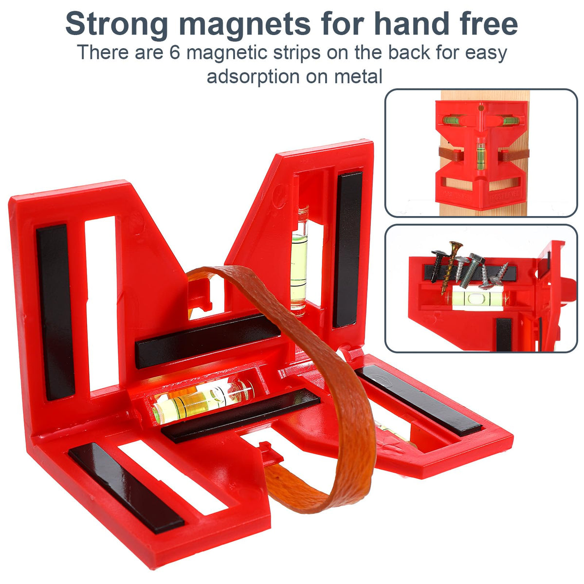 8Pcs Fence Post Level Magnetic Post Leveler Tool 4x4 with Vials for Posts