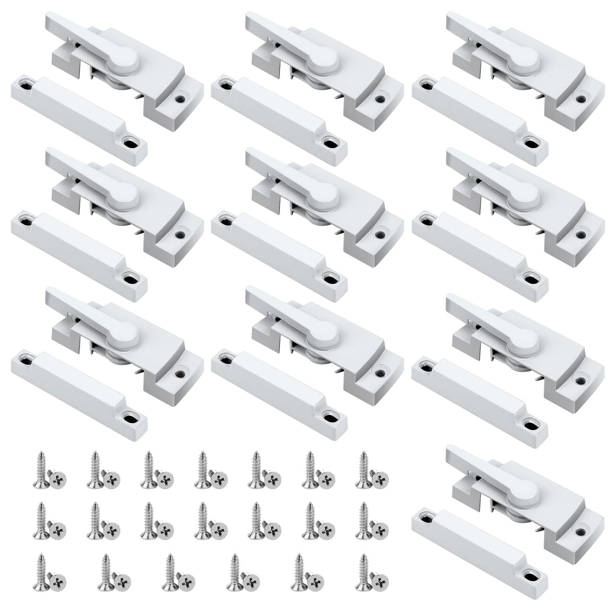 HIMOMO 10 Pack Window Latch, White Sash Window Locks Window Latches Tilt Window Latch Cam Action Security Window Locks Replacement Window Locks for Horizontal Sliding Windows Double Hung
