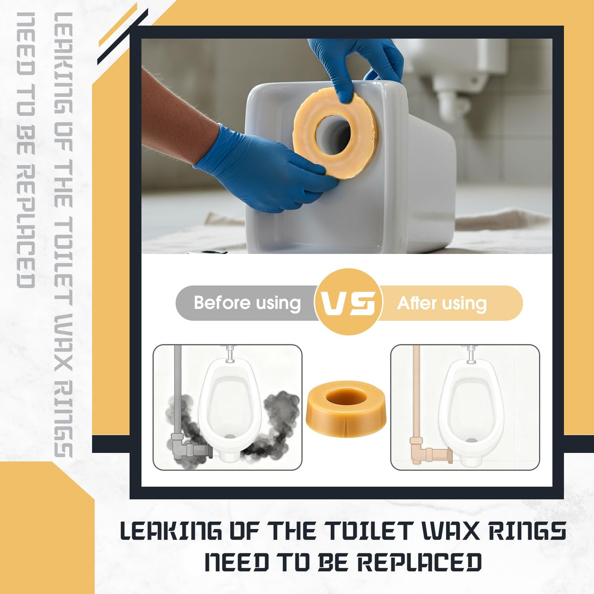 Marsui 8 Pack Wax Rings for Toilet 2 Inch Toilet Wax Ring Replacement Kit