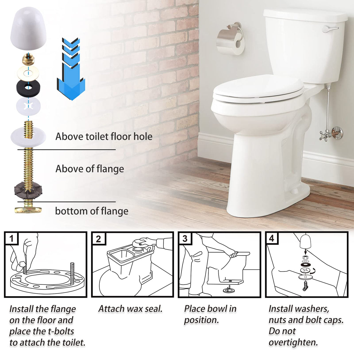 MENNTY Toilet Flange with Wax Ring Kit for 3 or 4 Inch Pipes