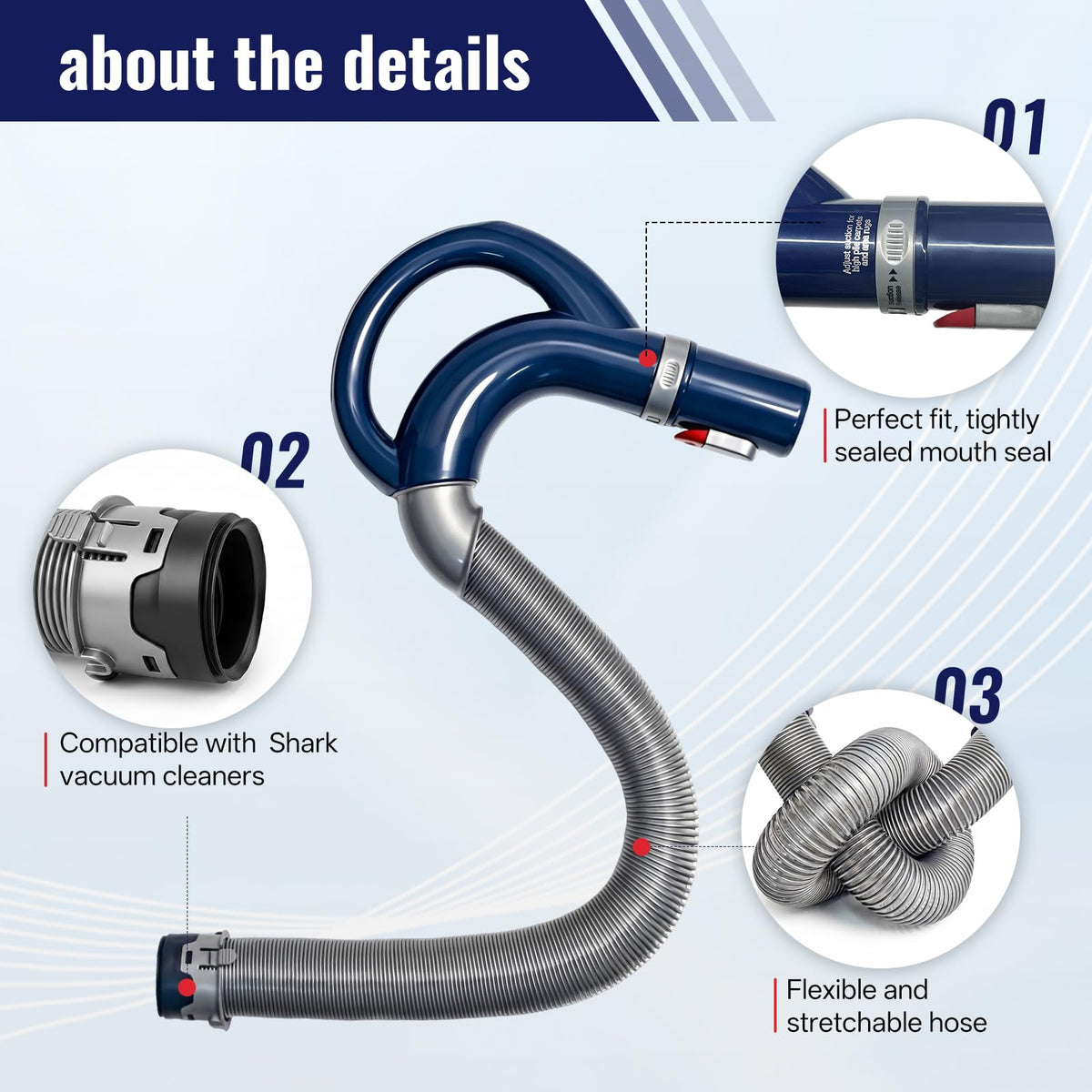 Flexible Upgraded Vacuum Hose Compatible with Shark Navigator