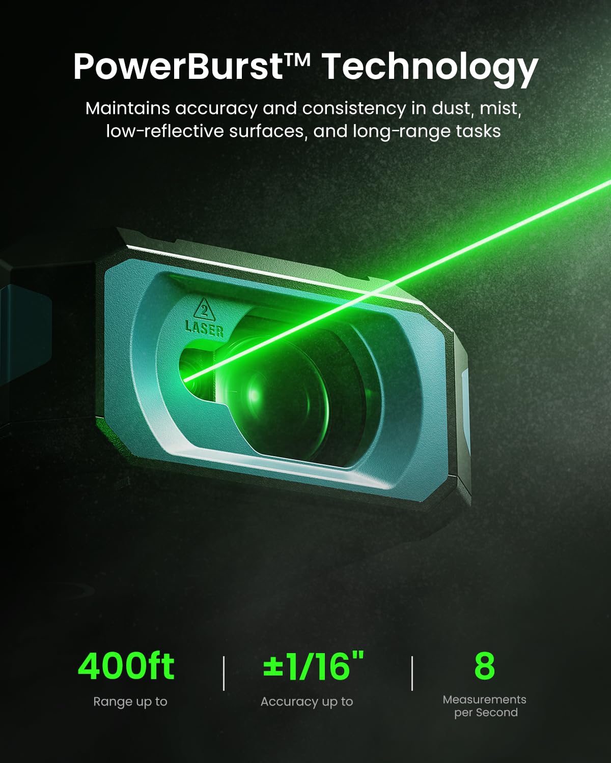 MILESEEY S50 Green Laser Distance Meter, 400ft Laser Measure, P2P