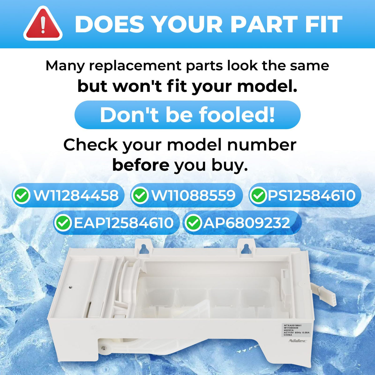 W11284458 W11088559 Refrigerator Ice Maker Replace