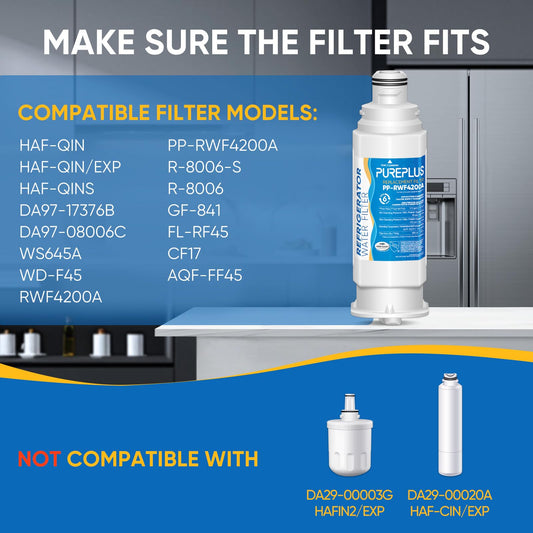 PUREPLUS RWF4200A Water Filter Replacement for Samsung DA97-17376B, 3 Pack