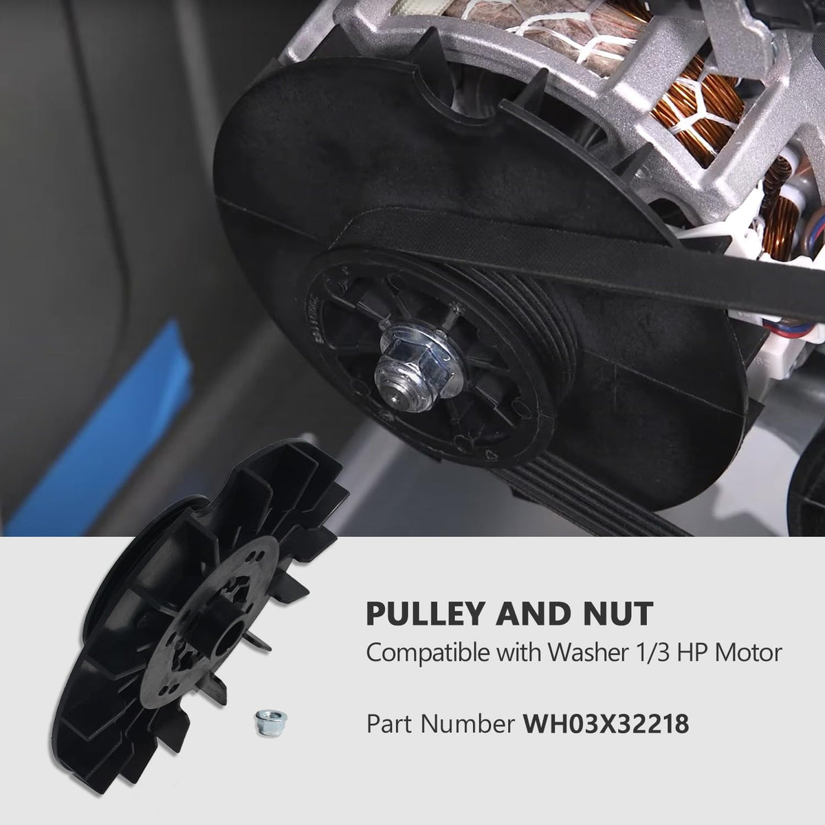 WH03X32218 WH49X25378 Washer 1/3 Hp Motor Pulley &