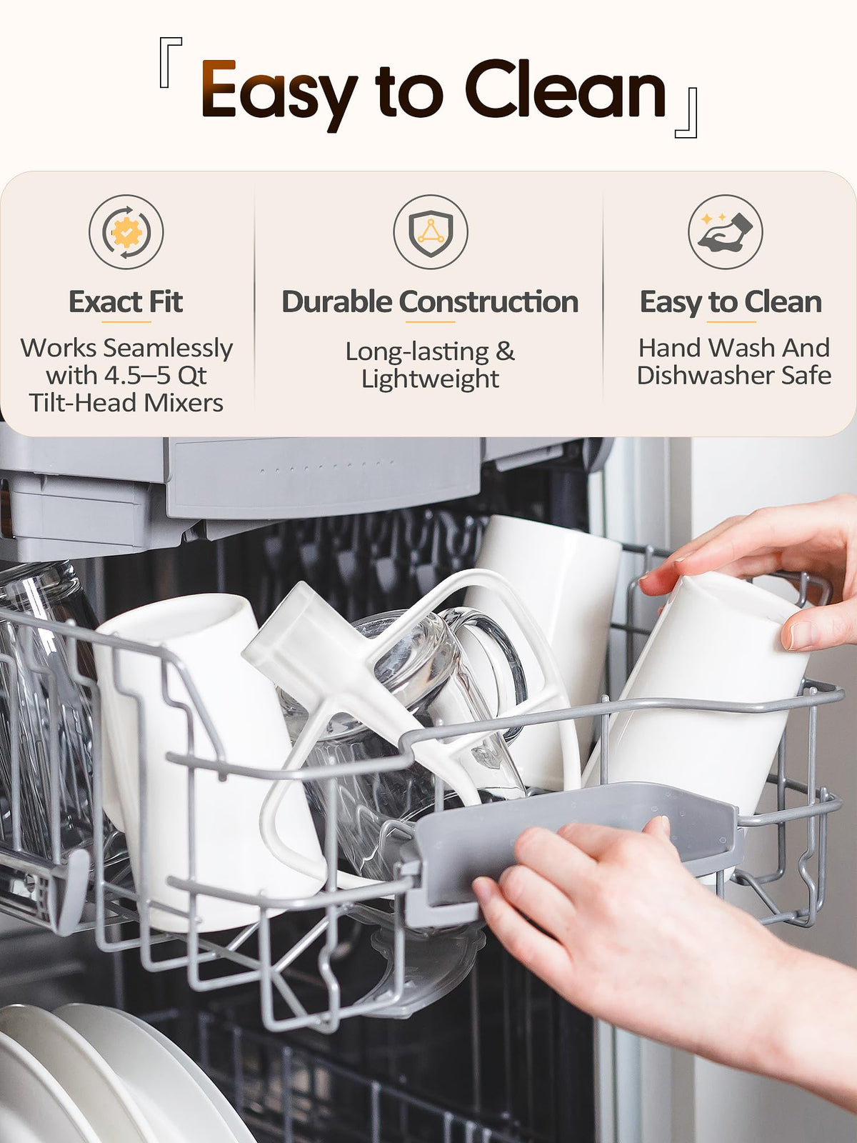 Coated Flat Beater Replacement for KitchenAid 4.5-5Qt Tilt-Head Stand Mixer