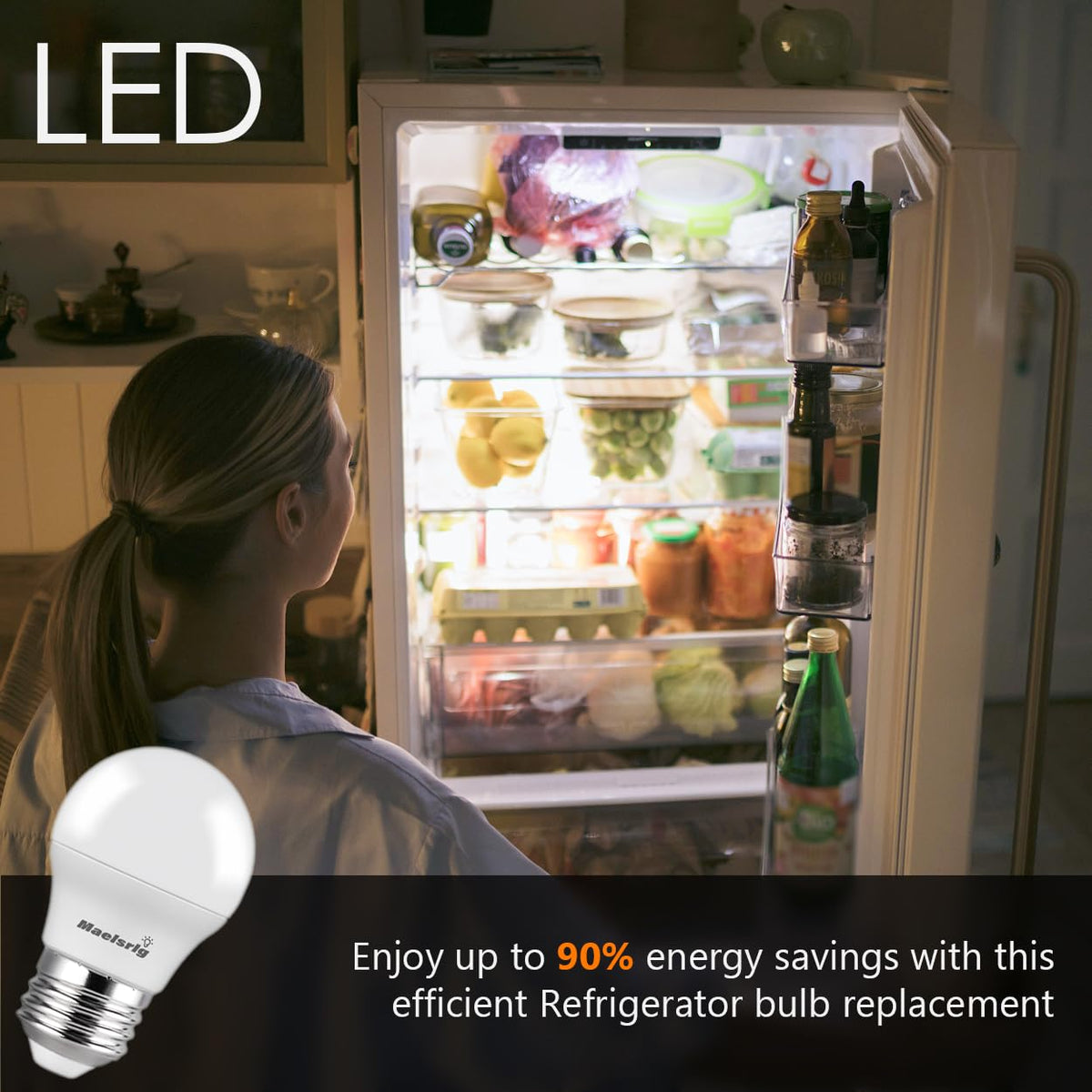 Maelsrlg 40 Watt Equivalent Refrigerator Light Bul