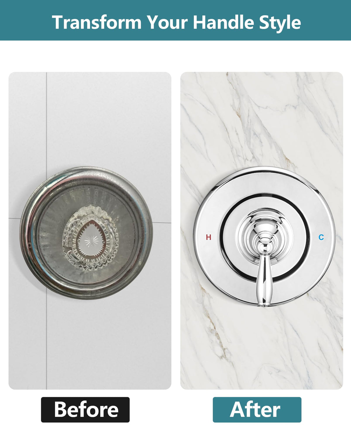Replacement for Moen Fit Chateau Valve Shower Faucet Trim Kit Only(Valve& Catridge Not Inclued), Pull-on Push-off Design Knob Elegant Handle