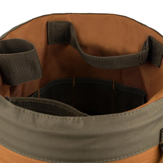 BucketBoss 10056 Bucket Boss 5 Gallon Bucket Canvas Tool Holder and Organizer with 56 Pockets for Bucket Organization in Brown and Green