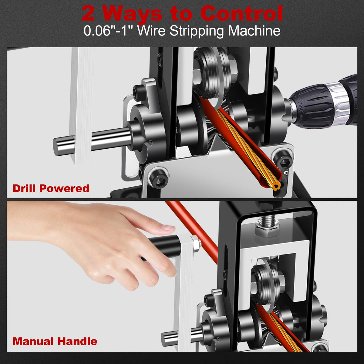 EXKRAEFT Manual Wire Stripping Machine, Gauge Wire 0.06-1''