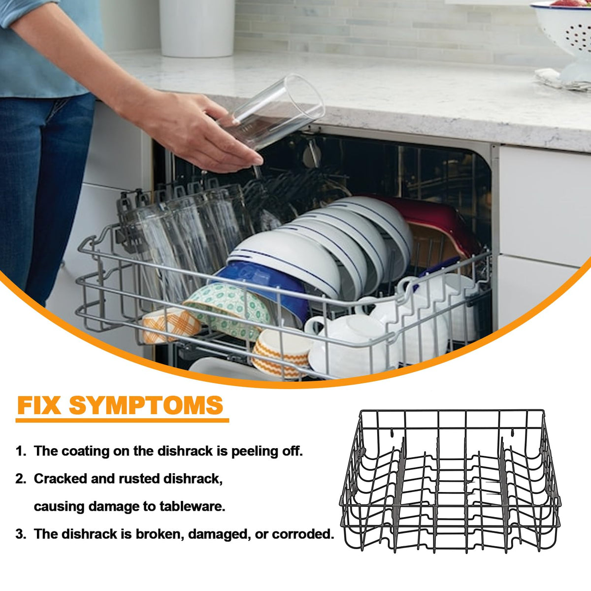 Upgraded 5304535380 Dishwasher Upper Rack Replacement Parts for Frigidaire Kenmore Dishwasher Rack FFCD2413US4A FBD2400KB12B Upper Dishrack Assembly Frigidaire Crosley Dishwasher Top Rack Rollers