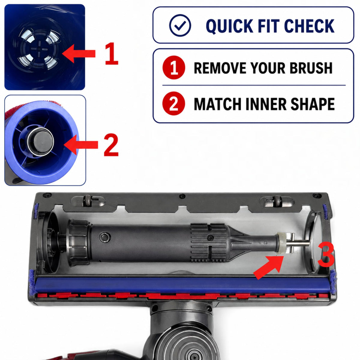 TRUVARO Roller Brush Bar Roll & Brush End Cap Compatible with Dyson V8