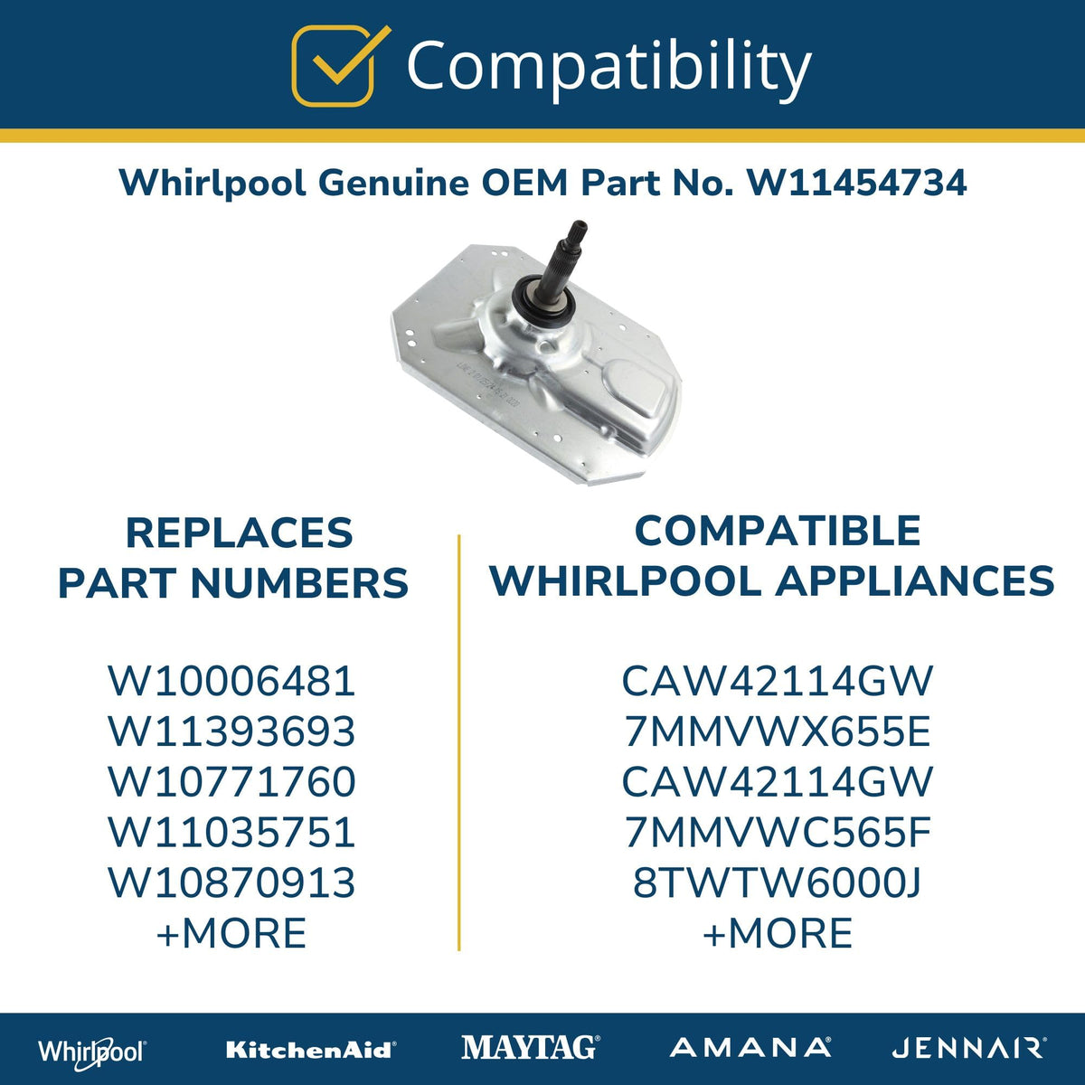 Whirlpool W11454734 Genuine OEM Top Load Washer Tr