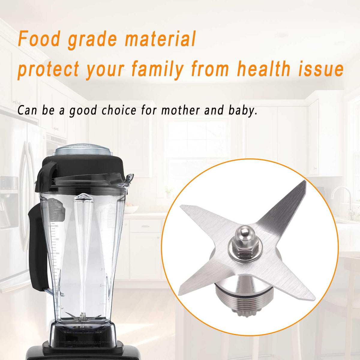 EastFune Blade Assembly Replacement for Blenders 64oz Container, replace Classic 4500 5000 5200 6000 6300, Professional 200 500 and Vita-Prep/Vita-Prep 3 etc
