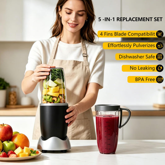 Nutribullet Blender Cups & Blade Replacement Set, 32oz & 24oz Nutribullet Cup with LidTo-Go Lid and Lip Ring, Replacement Parts for Nutri Bullet Blenders 600w & Pro 900w Accessories 6 PCS