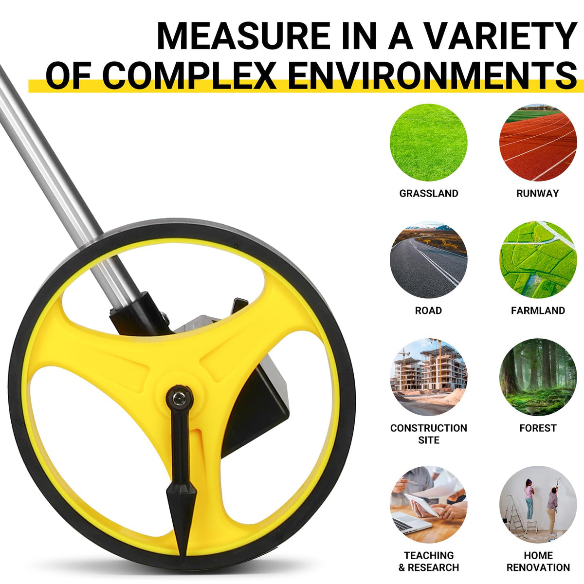 Measuring Wheel: DEKOPRO 6 Inch Measure Wheel in Feet, 9,999 Ft Measuring Wheels One Key to Reset, Portable Wheel Measurement Roller with Storage Bag