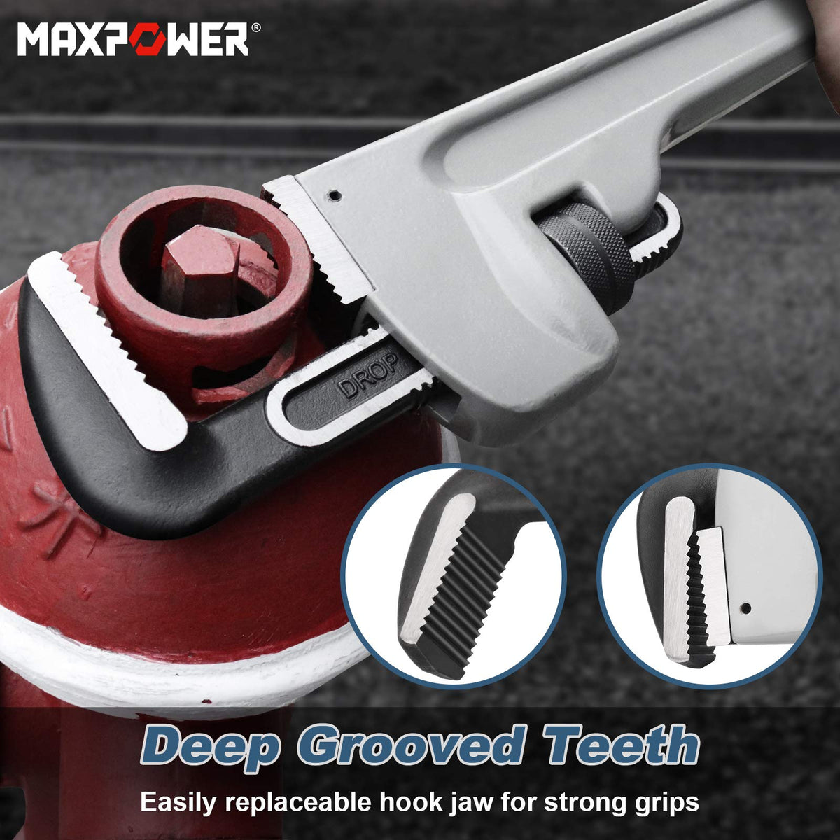 MAXPOWER 36-inch Pipe Wrench, 4.7” Jaw Opening, Aluminum Plumbing Wrench