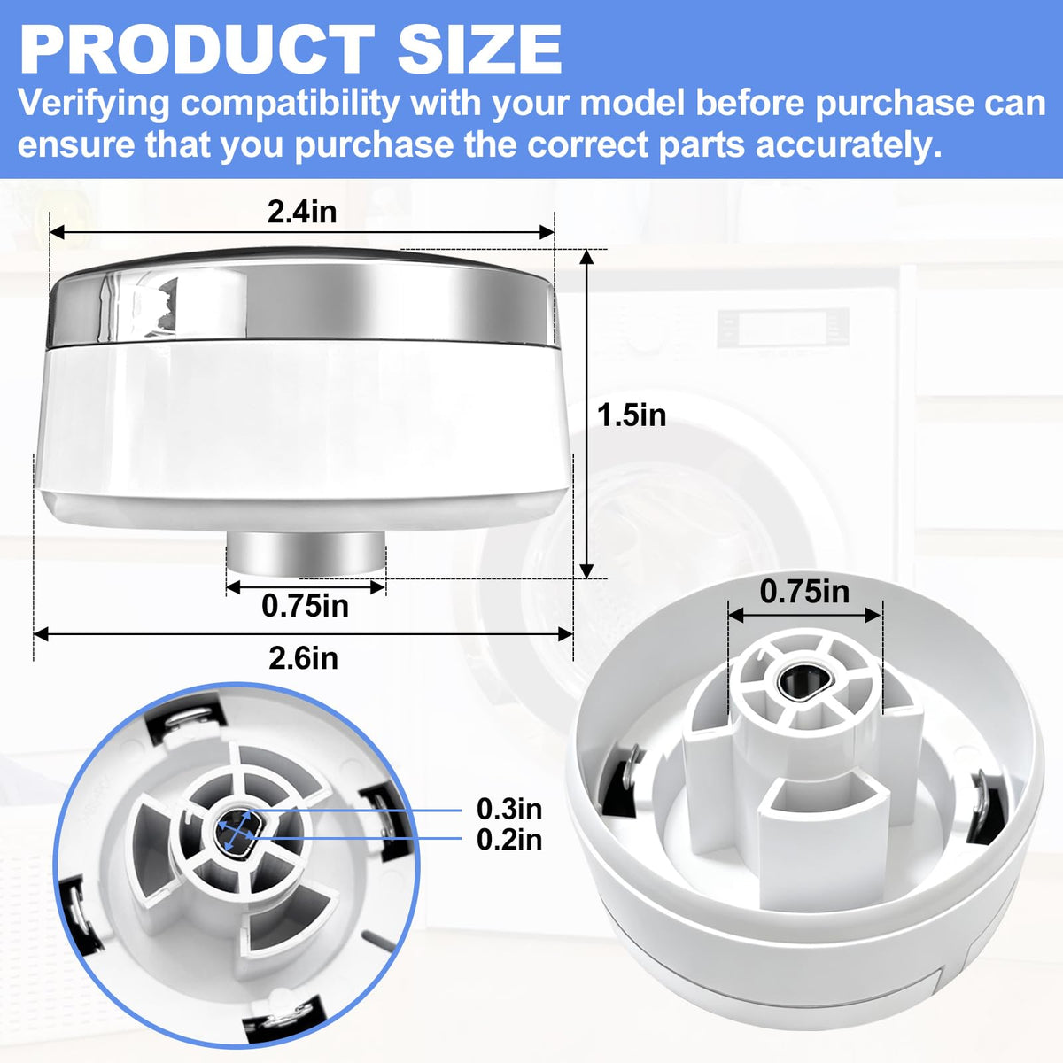 WE01X24552 Dryer Timer Control Knob Replacement for GE General Electric AP6026722, 4396547,PS11736611