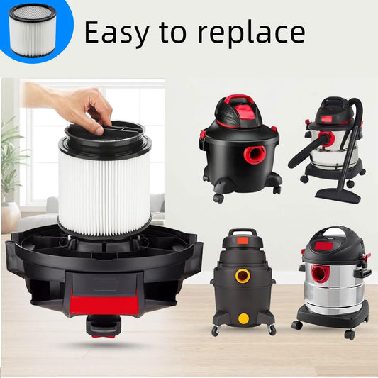 90304 Replacement Filter for Shop Vac 90304, 90350, 90333, 90585, 5 Gallon and Above Wet/Dry Vacuum Cleaners (2 replacement filter+2 lids)