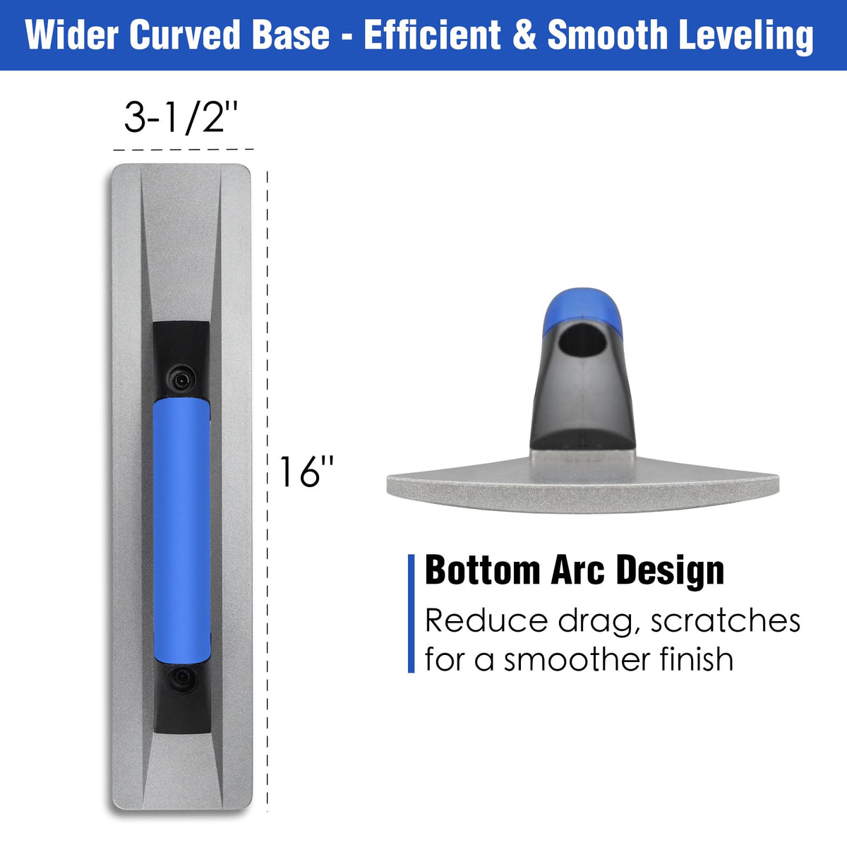 Konvixon Cast Magnesium Float, 16 x 3-1/2" Beveled End Concrete Hand Float