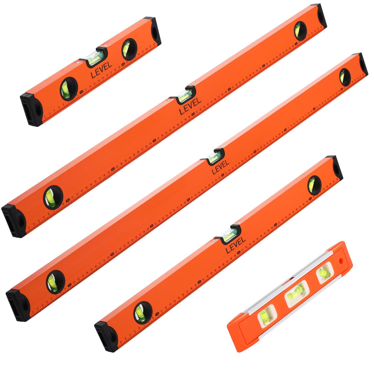 Xuhal 5 Pcs Magnetic Spirit Level Set 8" 12" 24" 32" 40" Torpedo Level