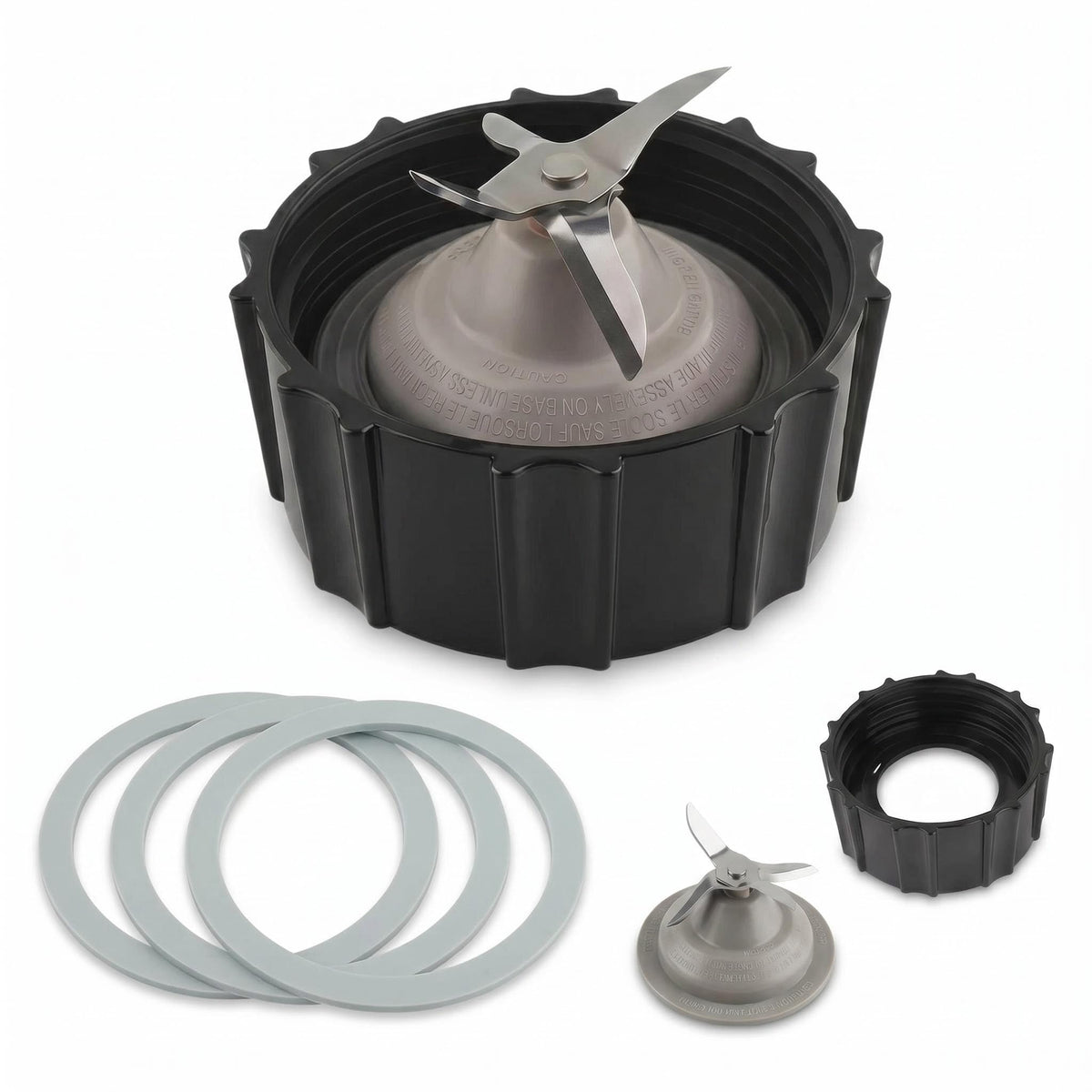 for Black & Decker Blender Replacement Parts Stainless Steel Blender Blade Compatible Blenders BL2020S BL2010WP BL2010BPA with Jar Base Cap and 3 Rubber O Ring Seal Gasket Accessory Refresh Kit
