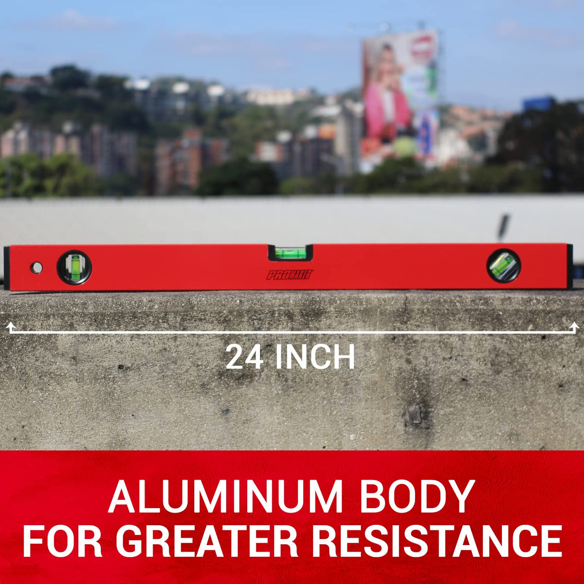 PROMAKER 24 Inch Magnetic Level, Aluminum Spirit Level with 3 Bubble Vials