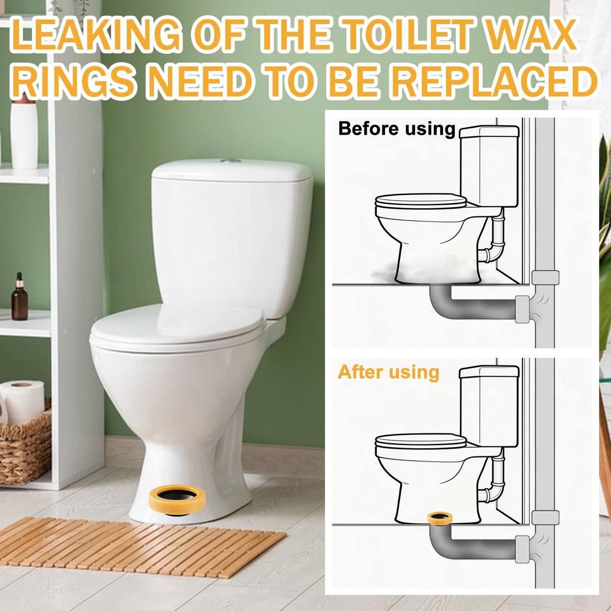 10 Pack Toilet Wax Ring Extra Thick Toilet Bowl Wax Ring Gasket Fits 3-inch and 4-inch Waste Line—Effectively Prevent Gas, Odor and Watertight Leakage Toilet Wax Ring Kit for New Install Re-seat