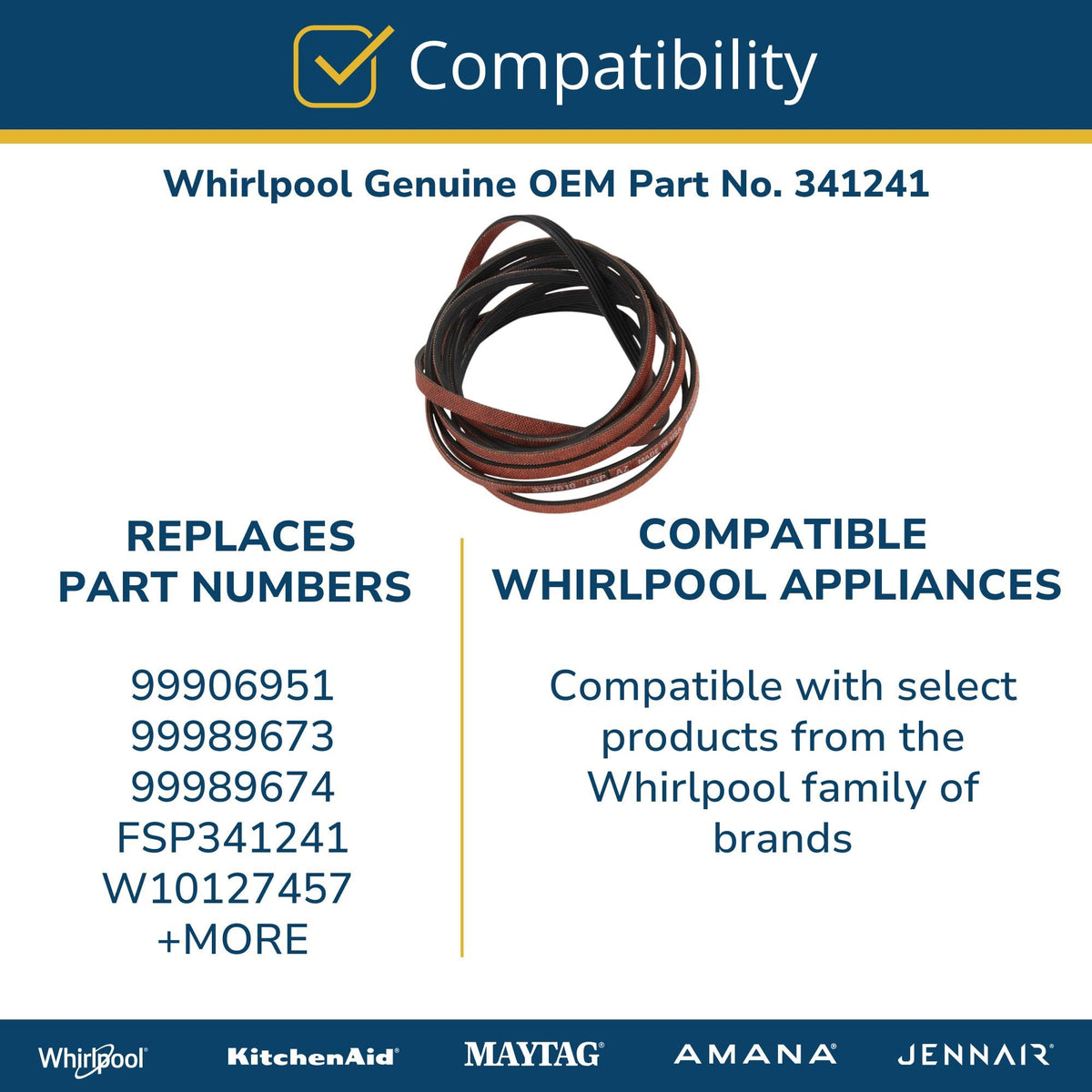 Whirlpool 341241 Dryer Drum Belt